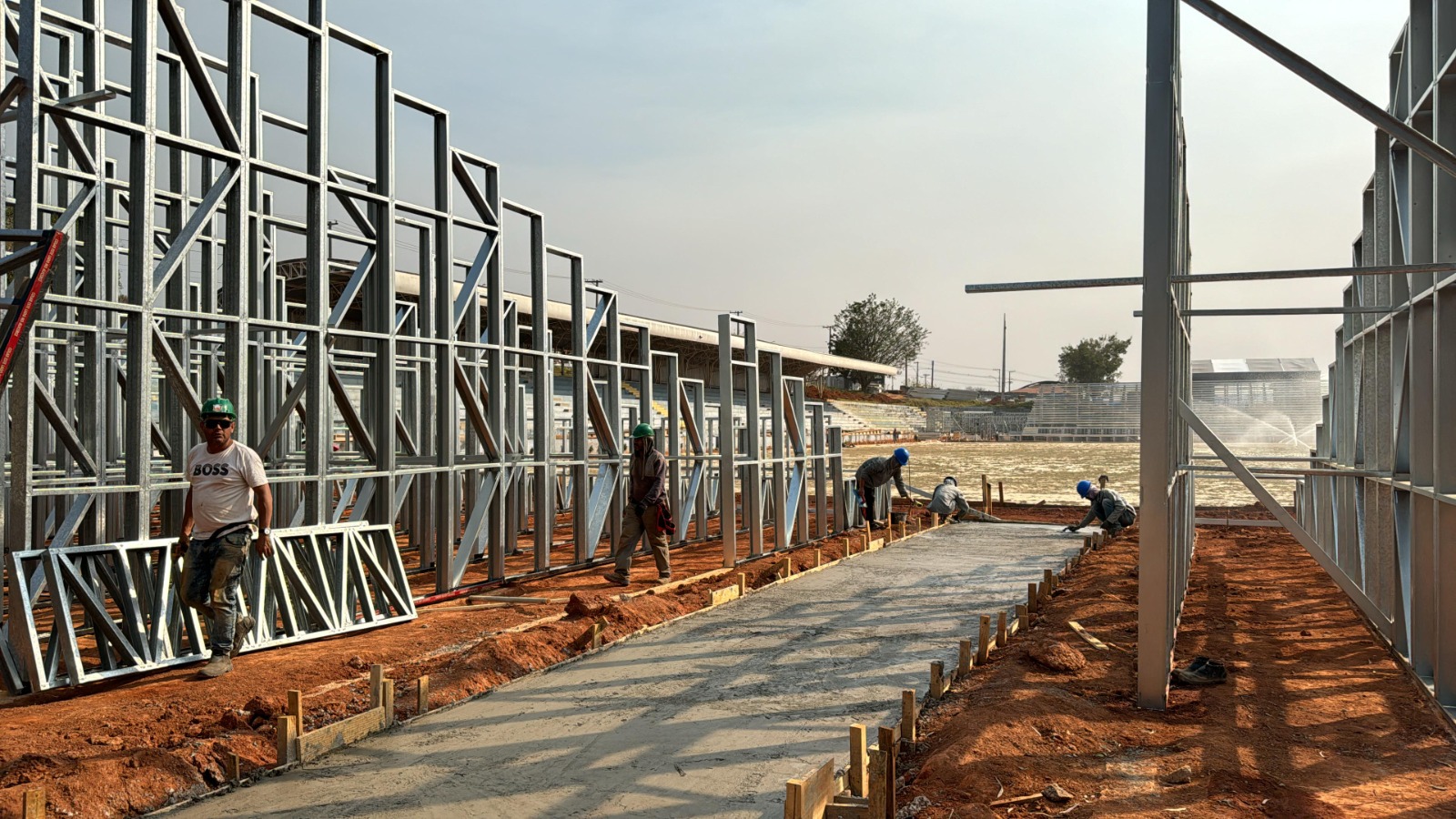 Construção do estádio Cícero De Souza Marques, que abrigará o Red Bull Bragantino durante reforma do Nabi Abi Chedid. (Foto: Divulgação/InfoMoney)